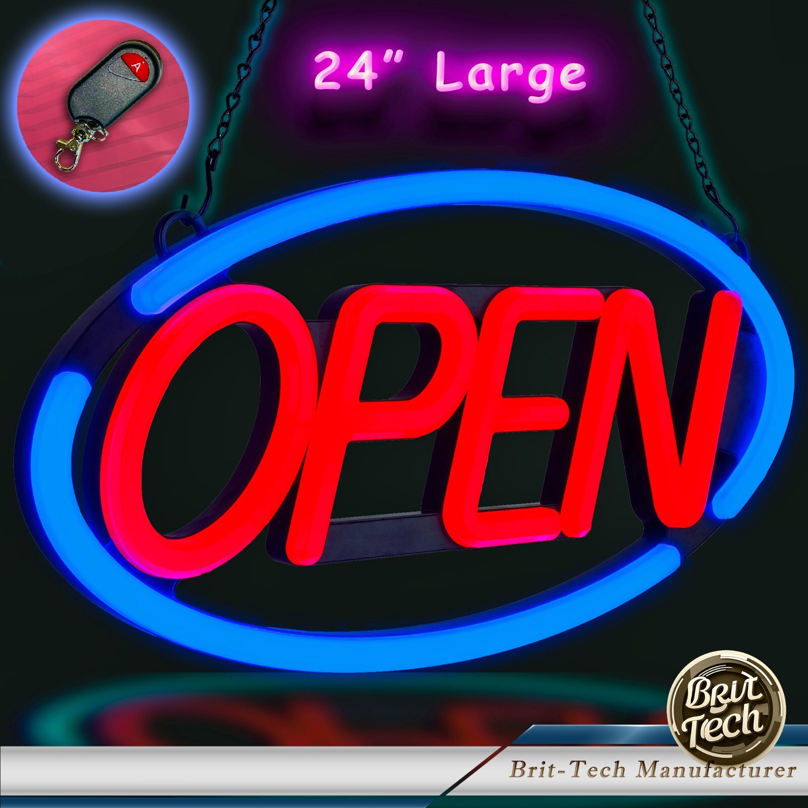 Large LED Open Sign 24″ Neon Light Bright for Restaurant Bar Store Shop Business