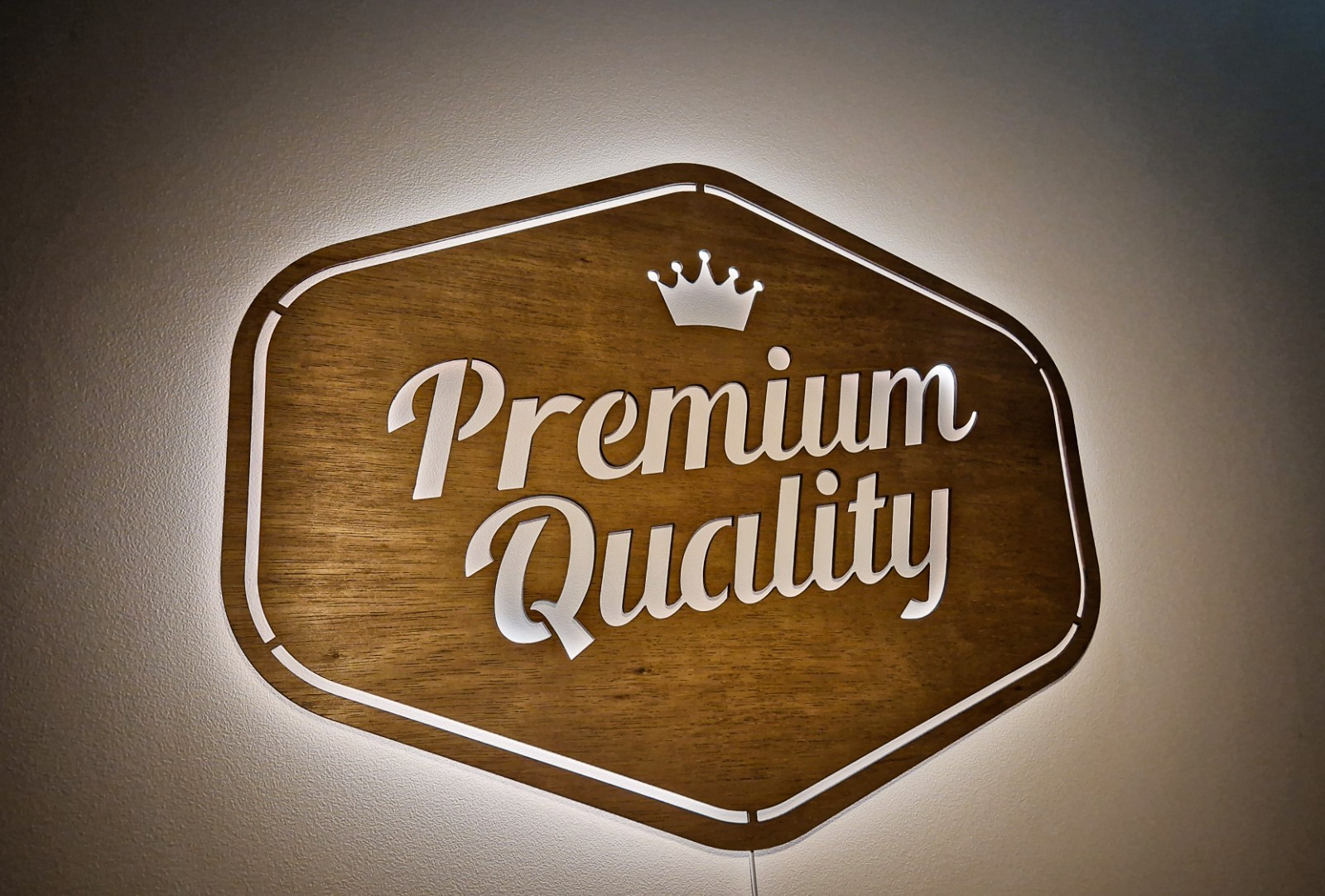 LED Wooden Logo Sign – YOUR BRANDING – Laser Cut Backlit Wall Logo for Business