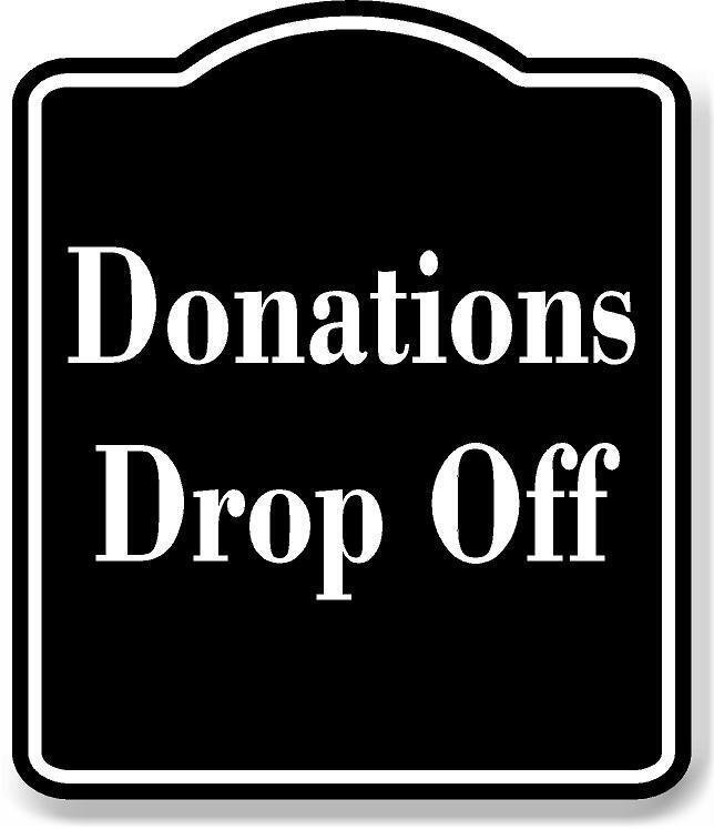 Donations Drop Off BLACK Aluminum Composite Sign
