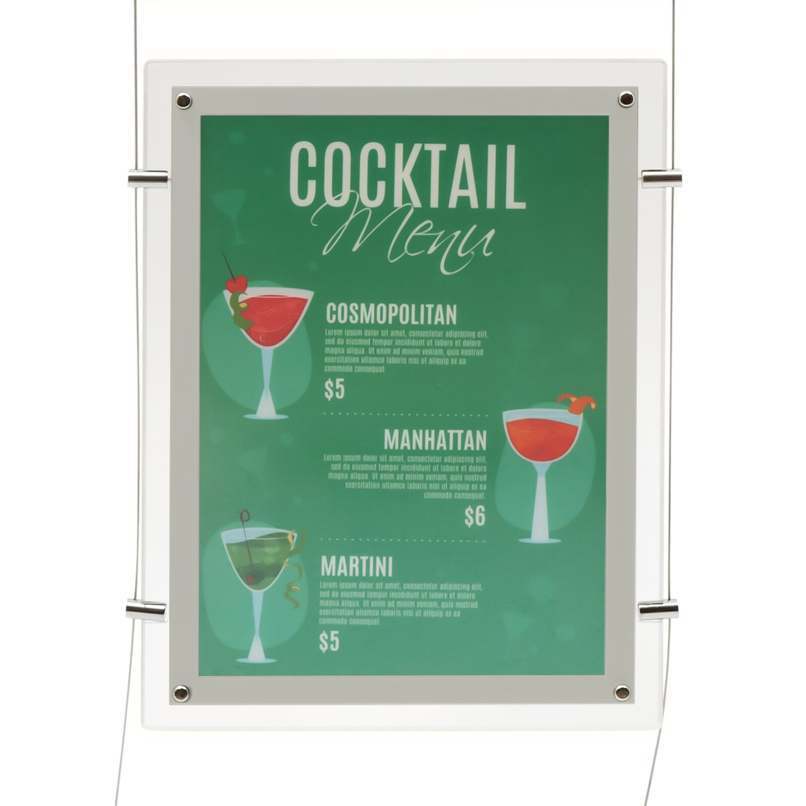 3PCS A3 Real Estate Window Hanging Led Backlit Picture Frame Display Sign Holder