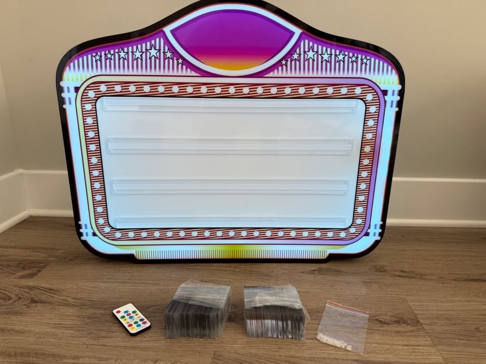 LED Bottle Service Sign with Color Lights and Letter/Number Kit for Events