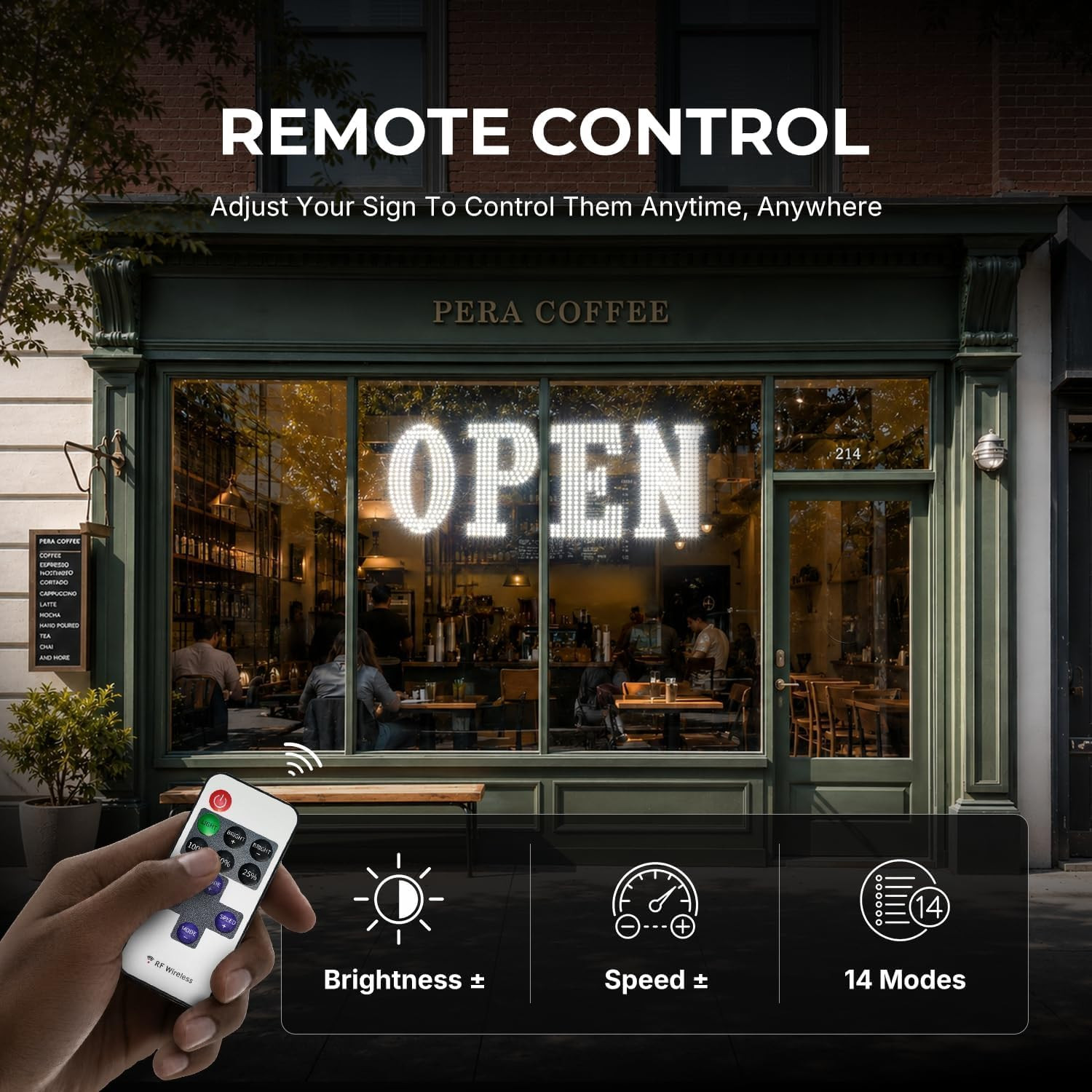 40″ X 14″ Large LED Open Sign with Remote Control High Bright Visibility