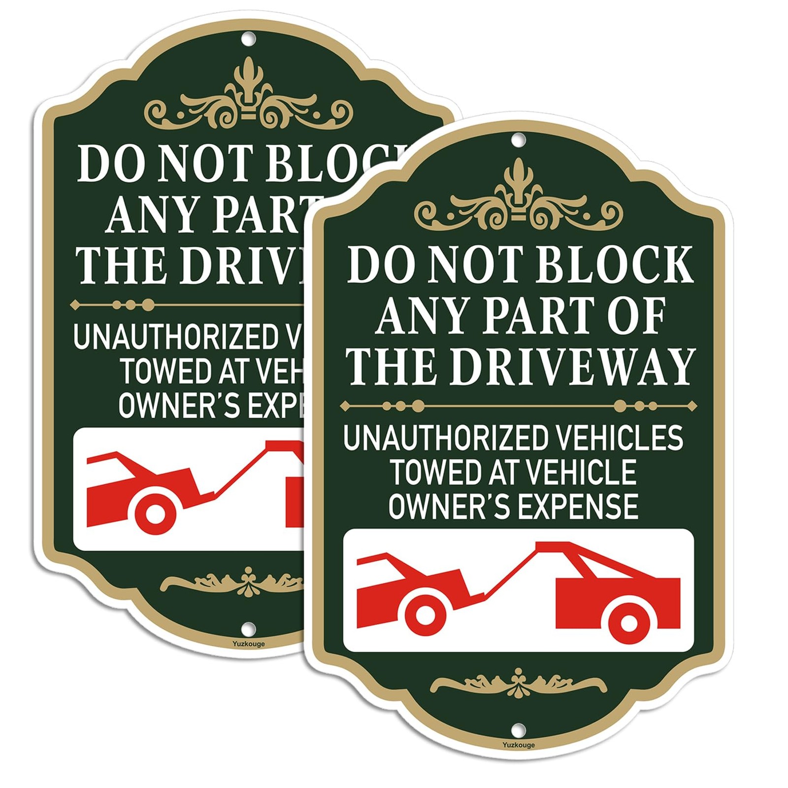 2 PCS 12×18 Inch Do Not Block Any Part Of Driveway No Parking Aluminum Sign