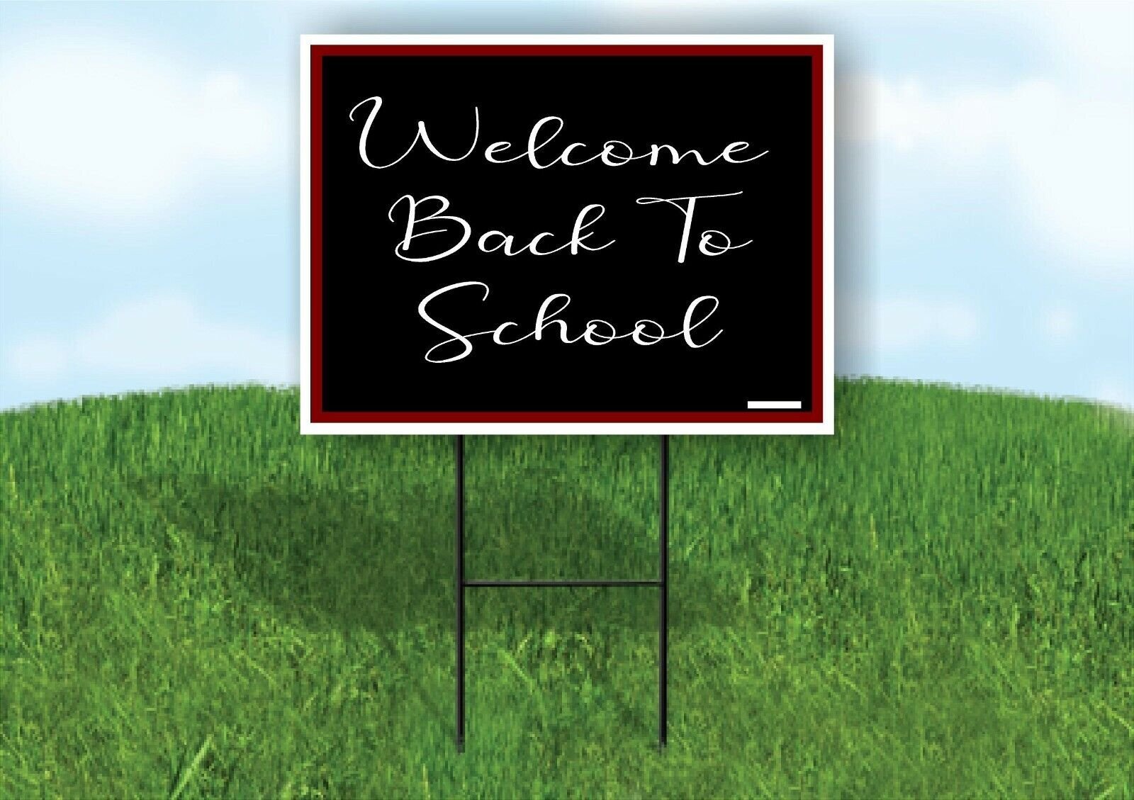 WELCOME BACK TO SCHOOL CURSIVE CHALKBOARD Yard Sign with Stand LAWN SIGN