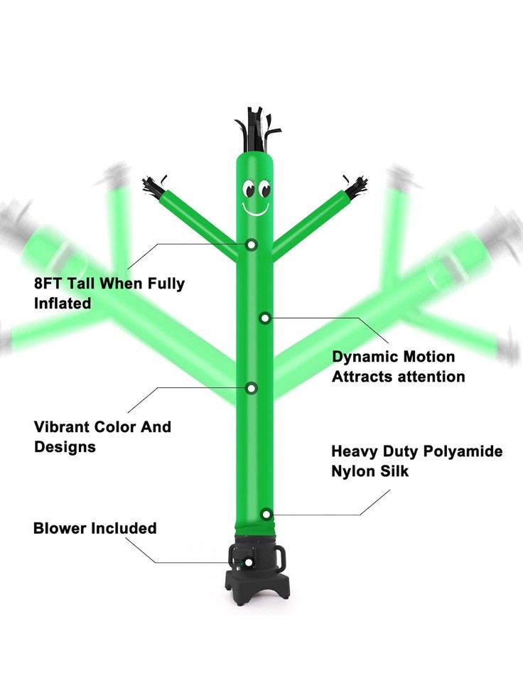 8FT Inflatable Waving Man Fly Puppet Dancer with Blower Green