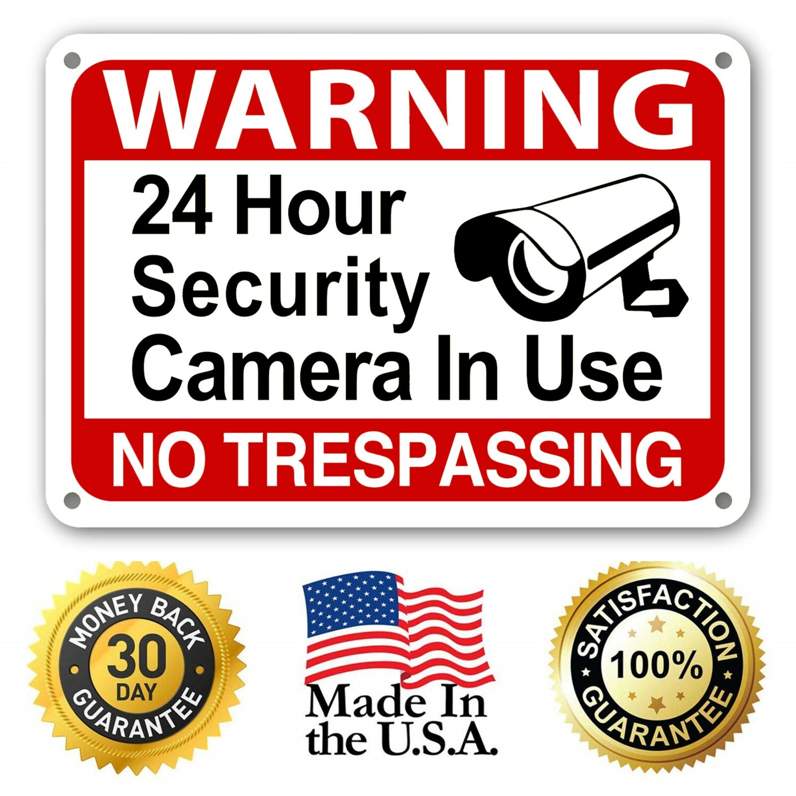 24 Hour Surveillance Signs Home Security Warning Signs No Trespassing cctv sign