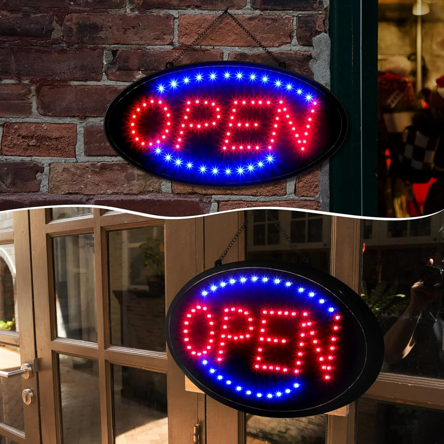 2 Pack LED Open Signs for Business 19″ x 10″ Large Bright Flashing Open Sign NEW