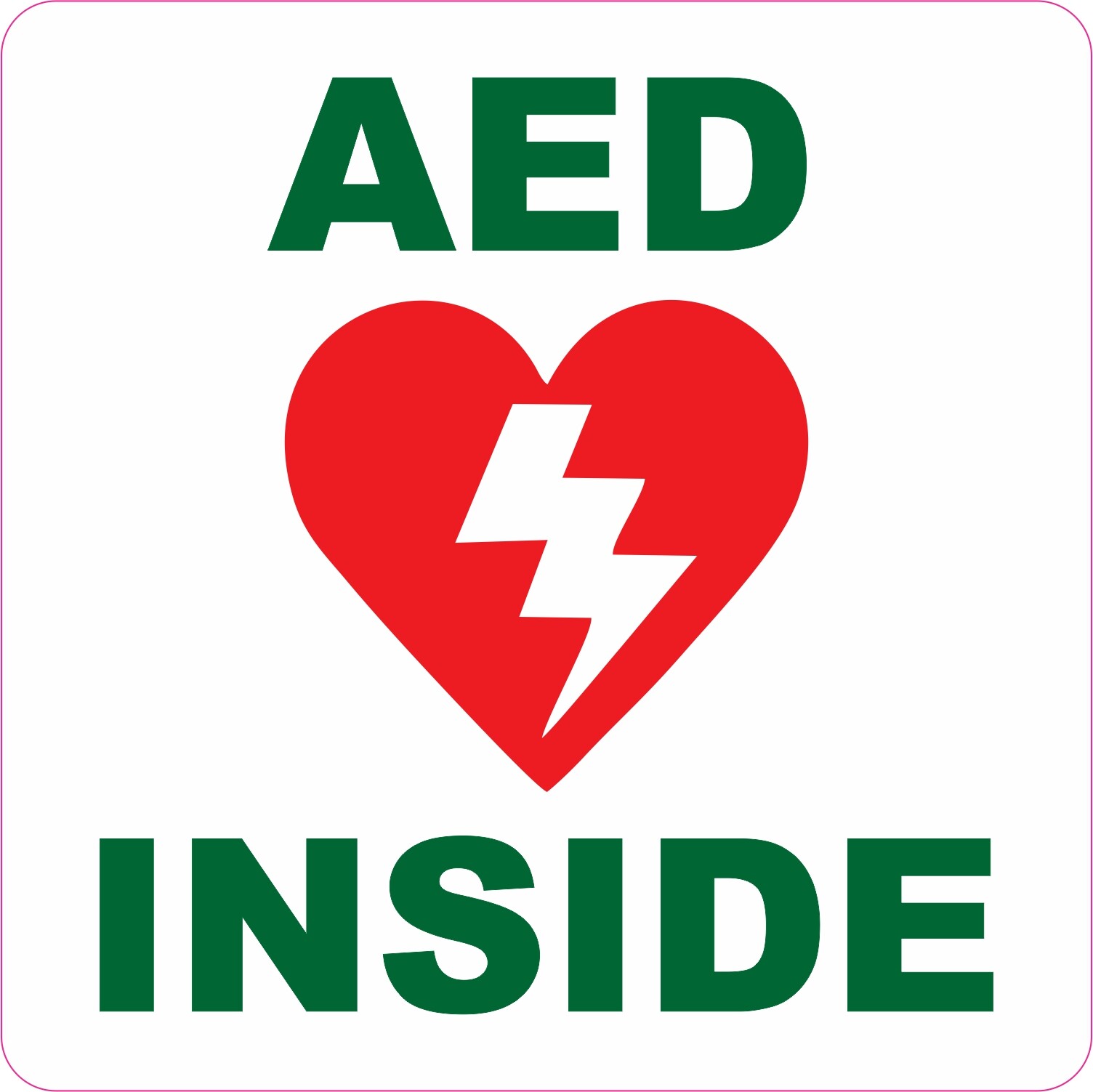 5in x 5in AED Inside Permanent Vinyl Sticker