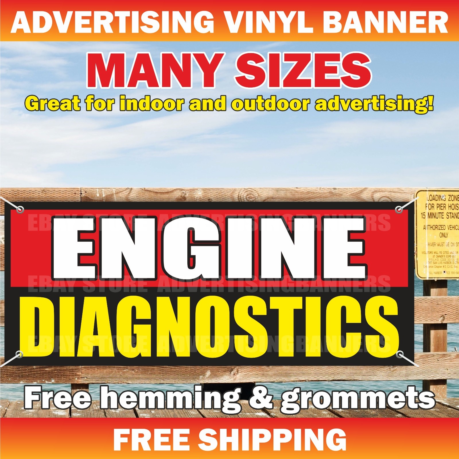 ENGINE DIAGNOSTICS Advertising Banner Vinyl Mesh Sign CHECK service repair car