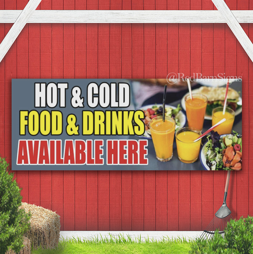 FOOD DRINKS Advertising Banner Vinyl Mesh Sign hot cold fresh fruit juice bar