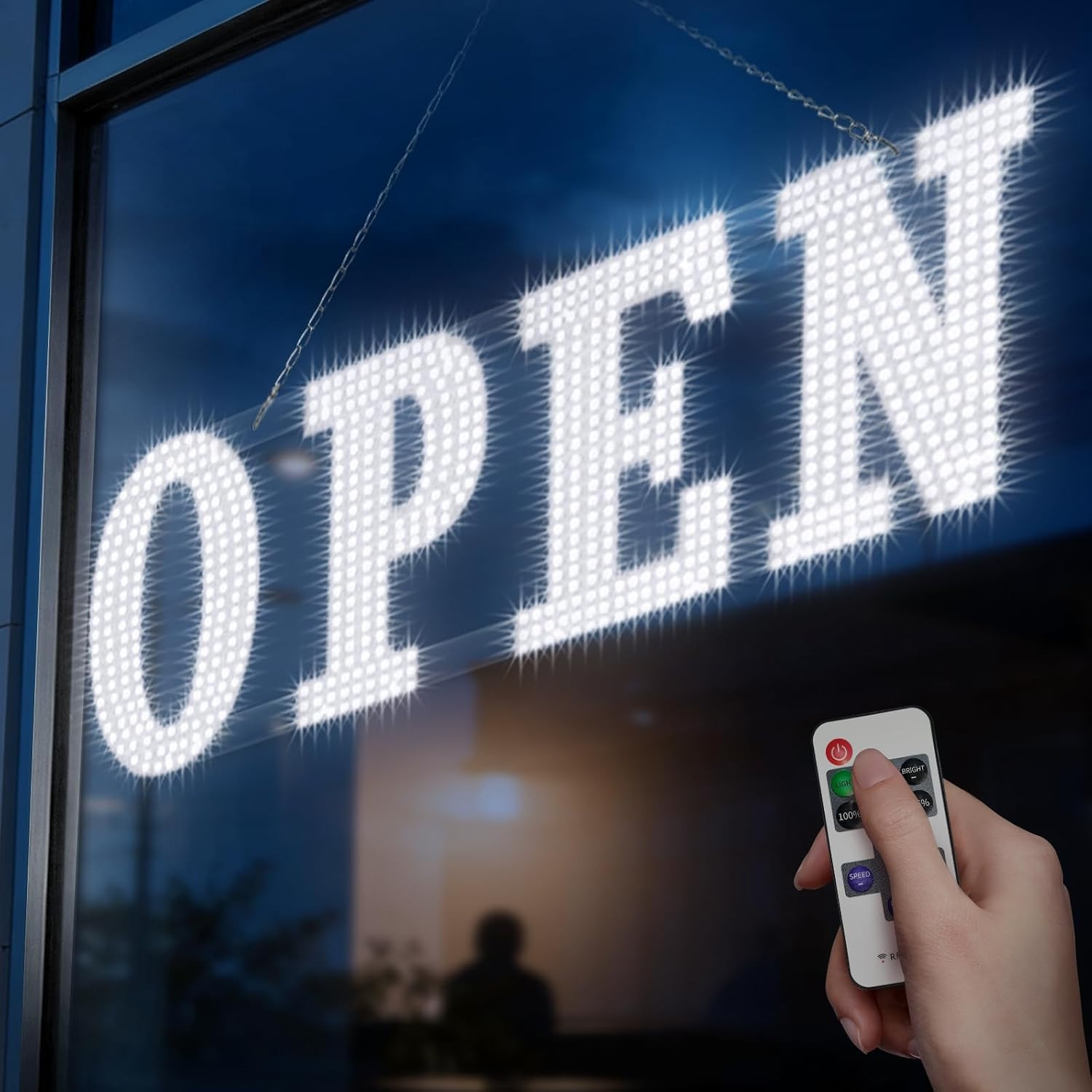 40″ X 14″ Large LED Open Sign with Remote Control High Bright Visibility