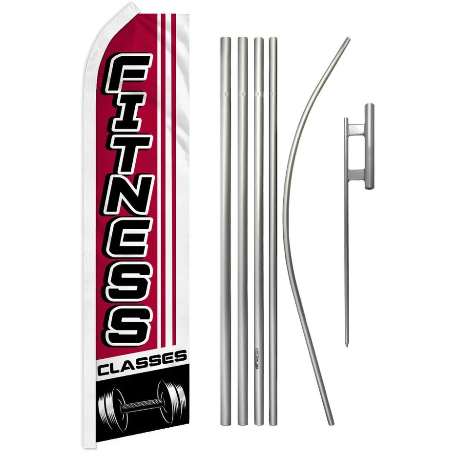 Fitness Classes Swooper Advertising Flag & Pole Kit
