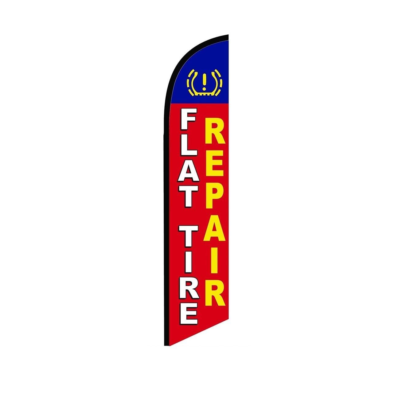 Flat Tire Repair Red Swooper Flutter Feather Flag | 3ft W x 11.5ft Tall