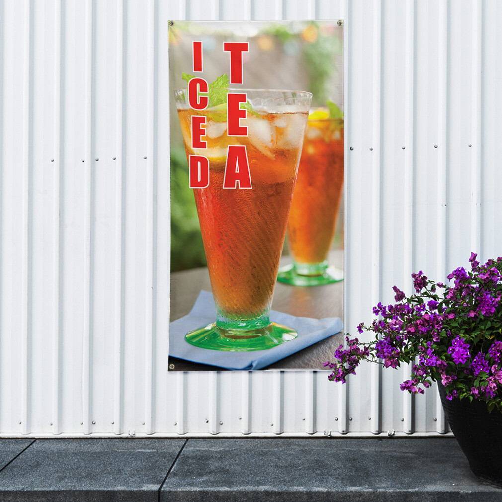 Vertical Vinyl Banner Multiple Sizes Iced Tea Food and Drink Restaurant and Food