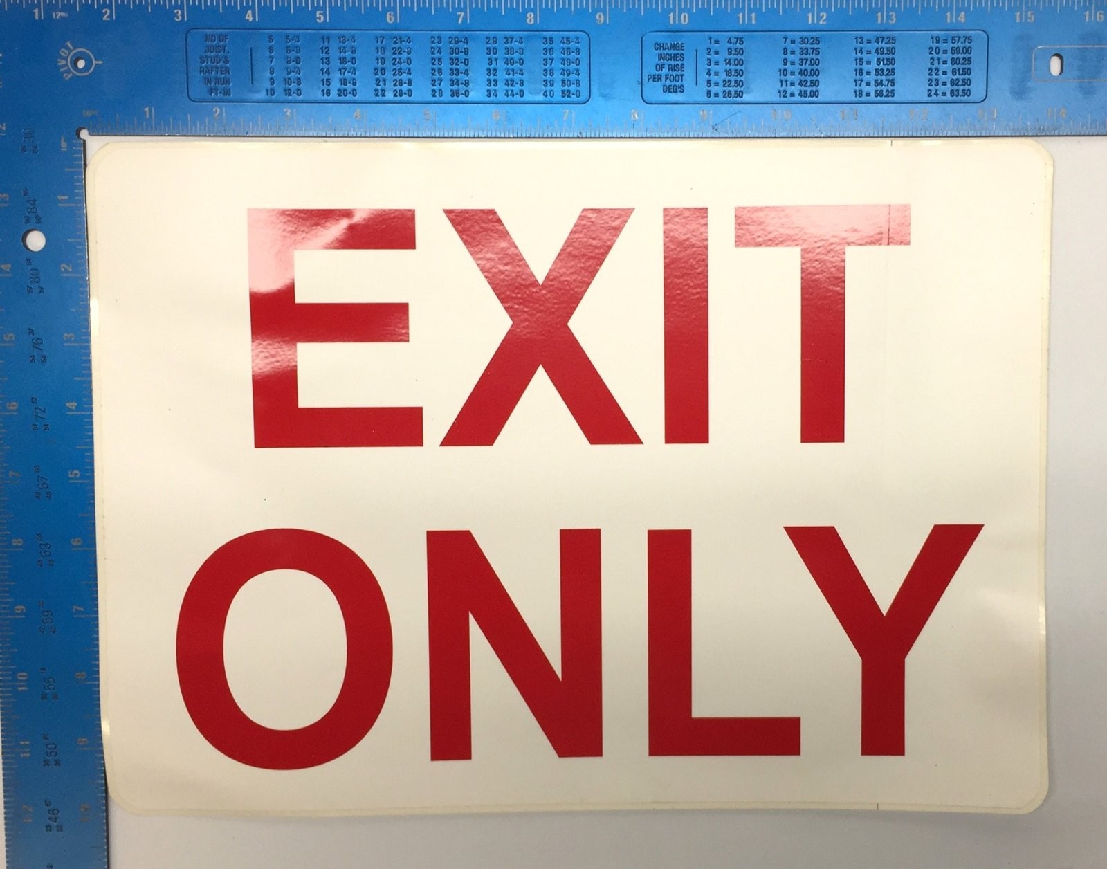 Unbranded White/Red 14″x10″ ‘Exit Only’ Sign(2) with Arrows(2) Adhesive Back NOS