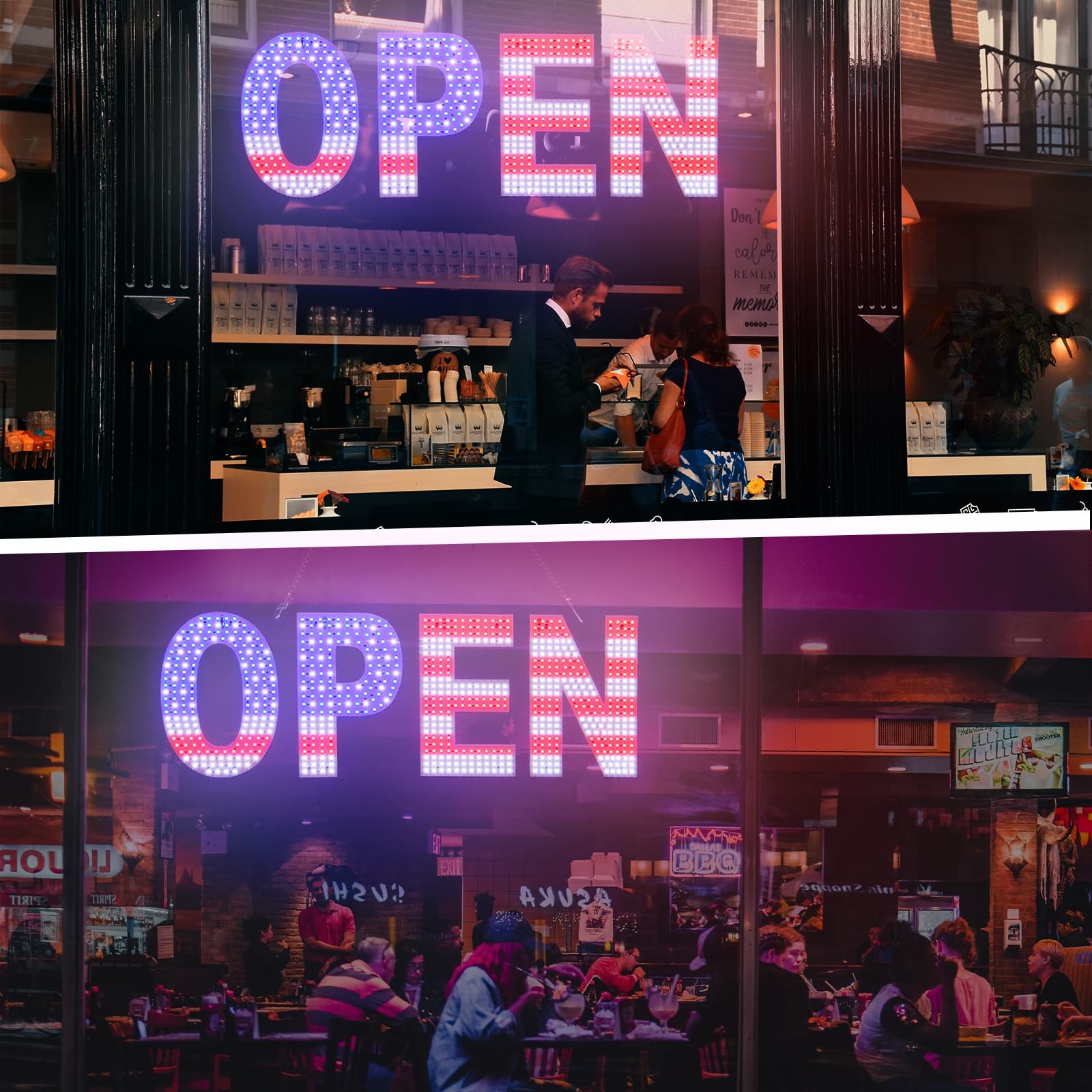 LED Open Signs For Business 30″X10″ Ultra Bright Open Sign LED USA Flag Hanging