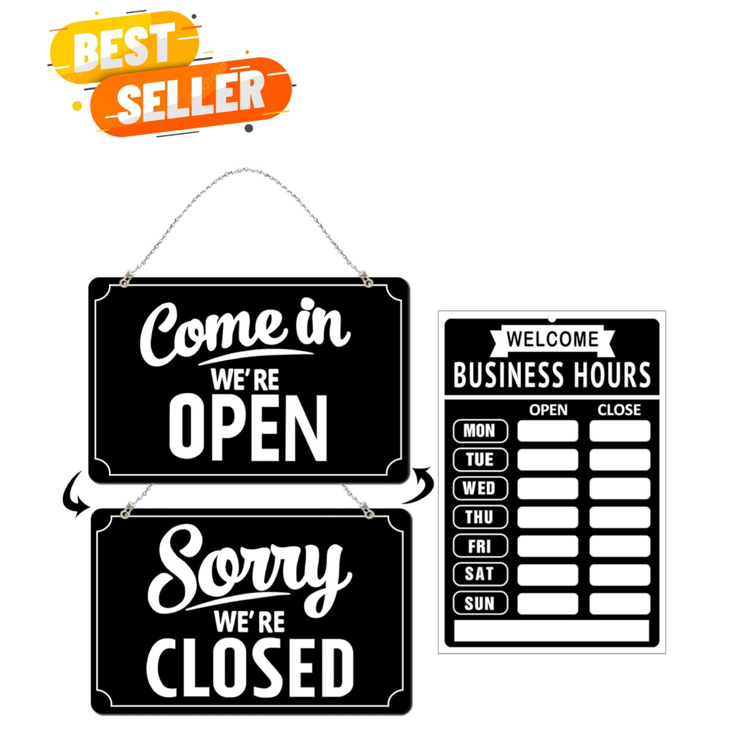Open Closed Signs Business Hours Sign Set for Window Door Open Signs for Busi…