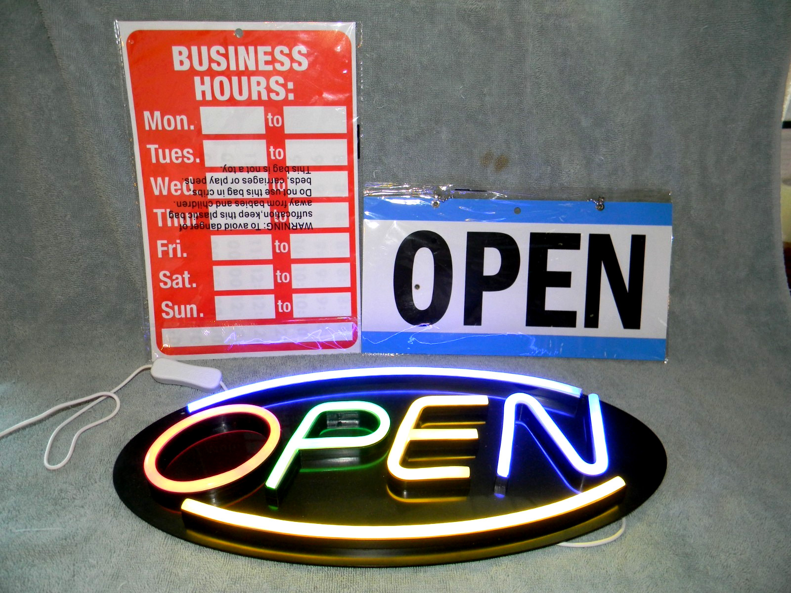 Multicolored Neon Open Sign ~ Business Hours Sign ~ Open/Closed Sign Lot