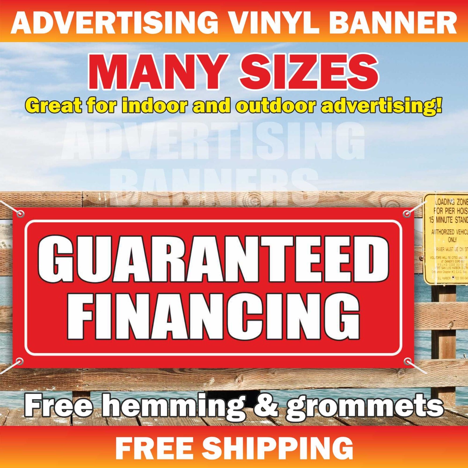 GUARANTEED FINANCING Advertising Banner Vinyl Mesh Sign credit cash receipt