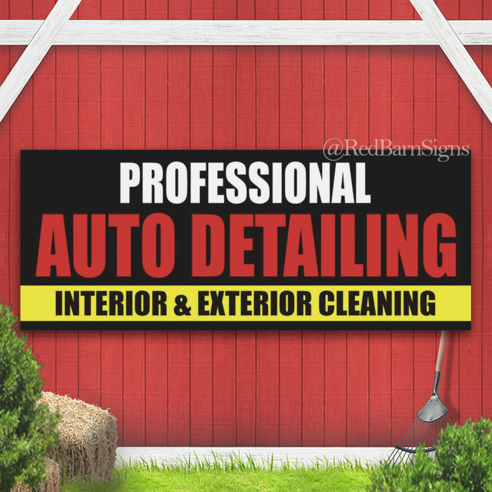PROFESSIONAL AUTO DETAILING Indoor Outdoor Banner Sign with grommets