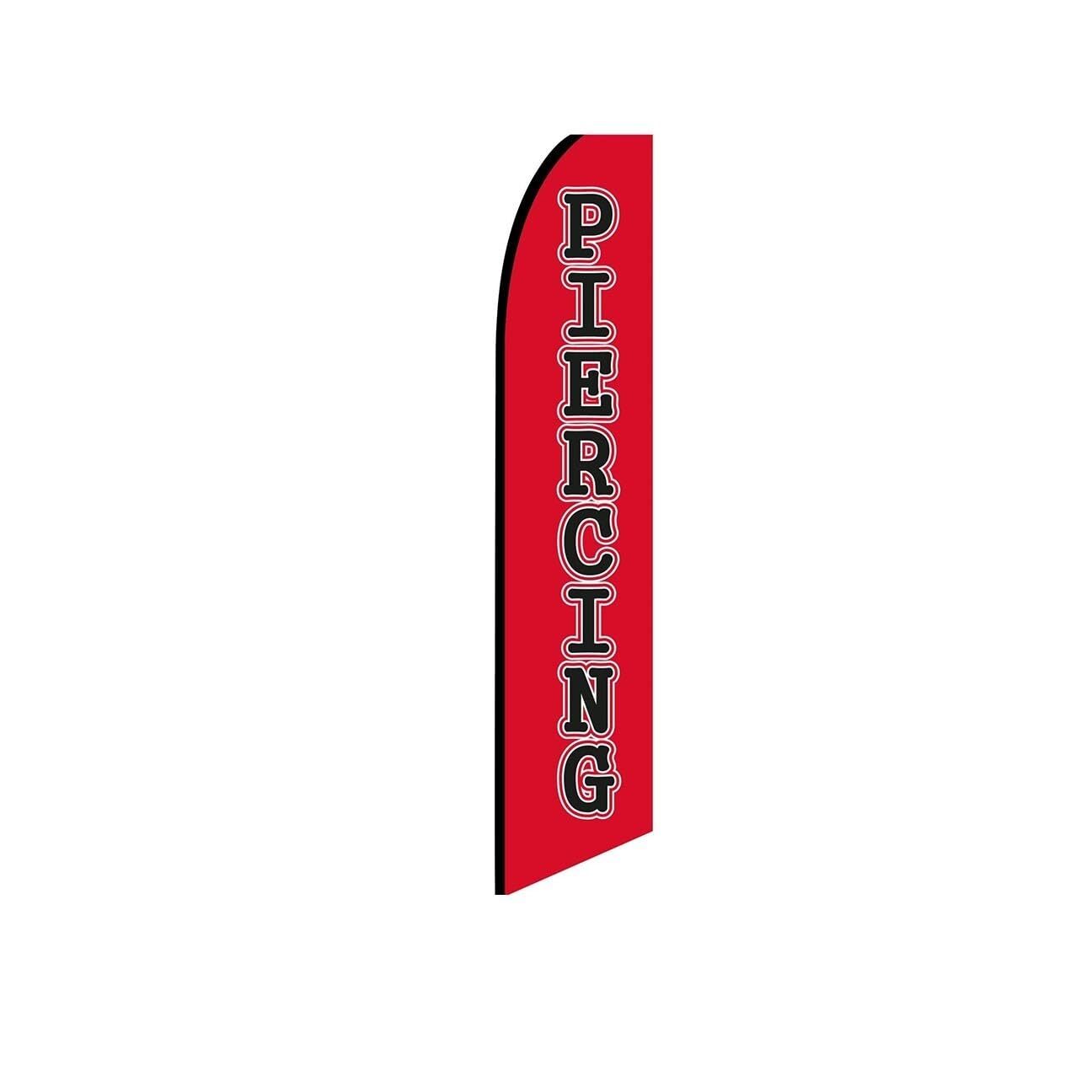 Piercing Red Swooper Flutter Feather Flag | 3ft W x 11.5ft Tall