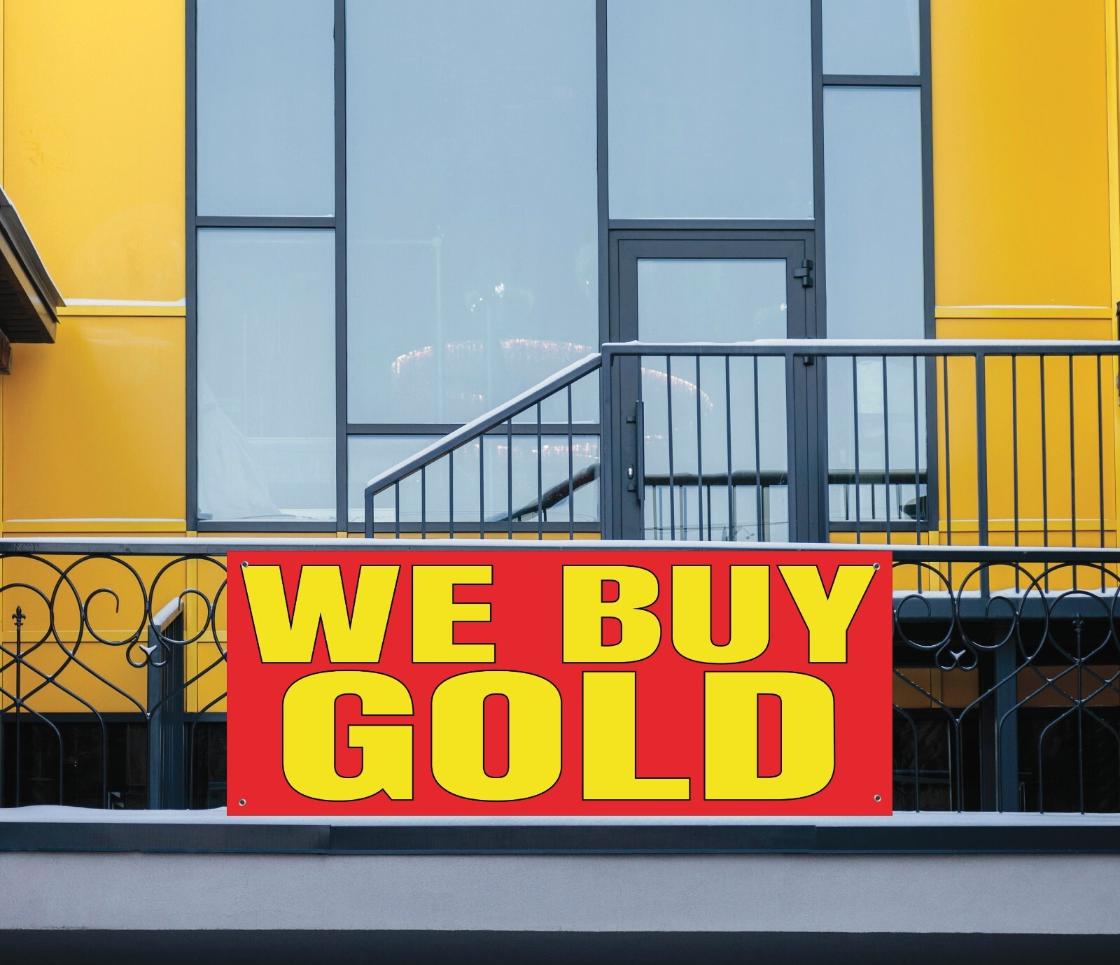 We Buy Gold Banner Sign, Bold Gold Buyer Banner, 48″ x 20″