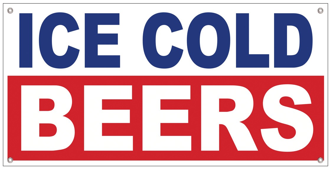 2×4 ft ICE COLD BEERS Banner Sign Polyester Fabric With Grommets wrb