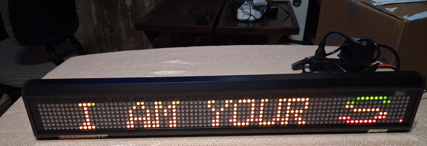 Good Used COLOR-BRITE SW-214CR Lighted Multi-color Scrolling Sign 26″ x 4″