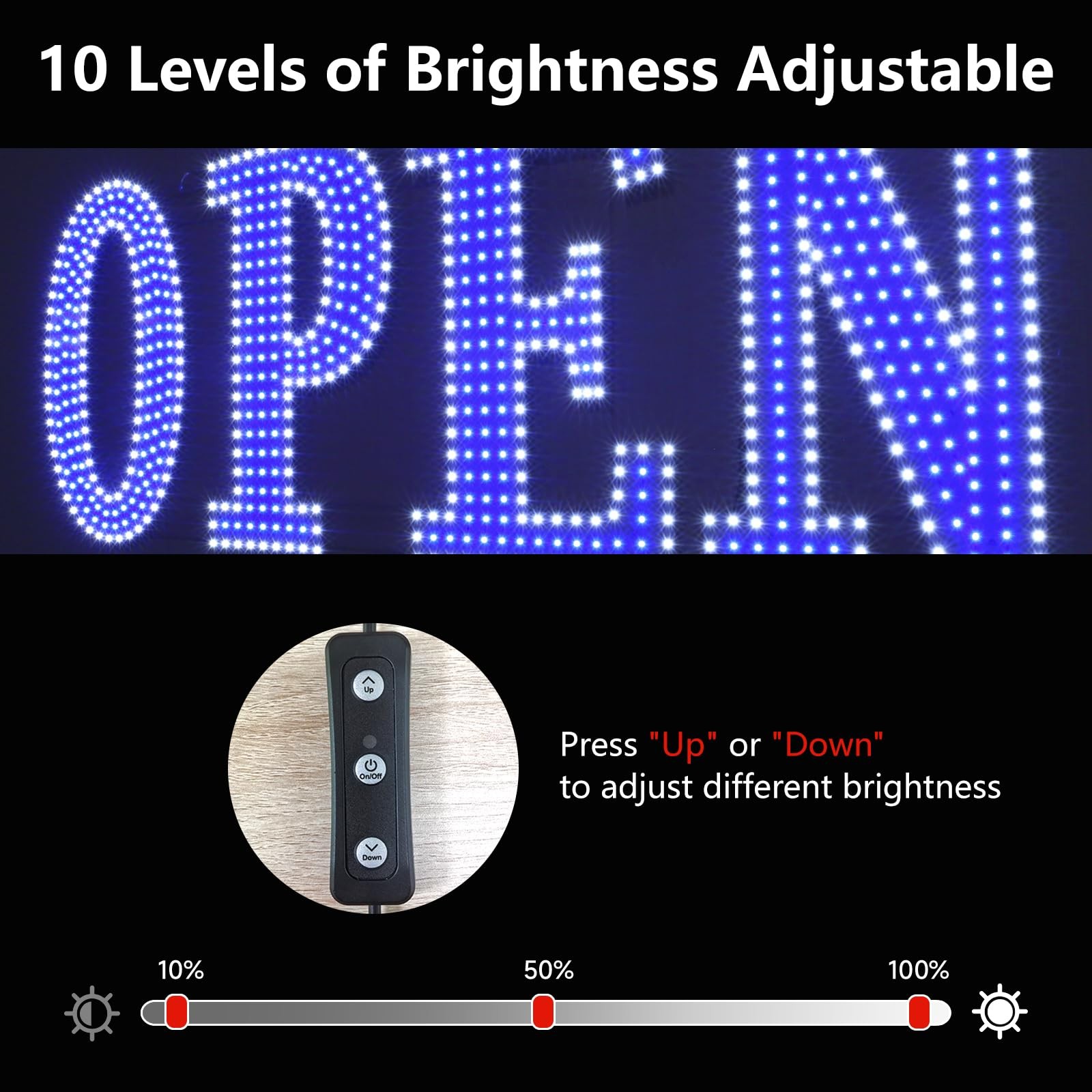 40″x14″ Extra Large LED Open Signs for Business with Remote Controlled, 10 Le…