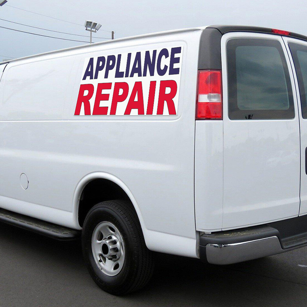 Car Magnet Set of 2 Appliance Repair Blue Red Car Advertising Industrial Sign