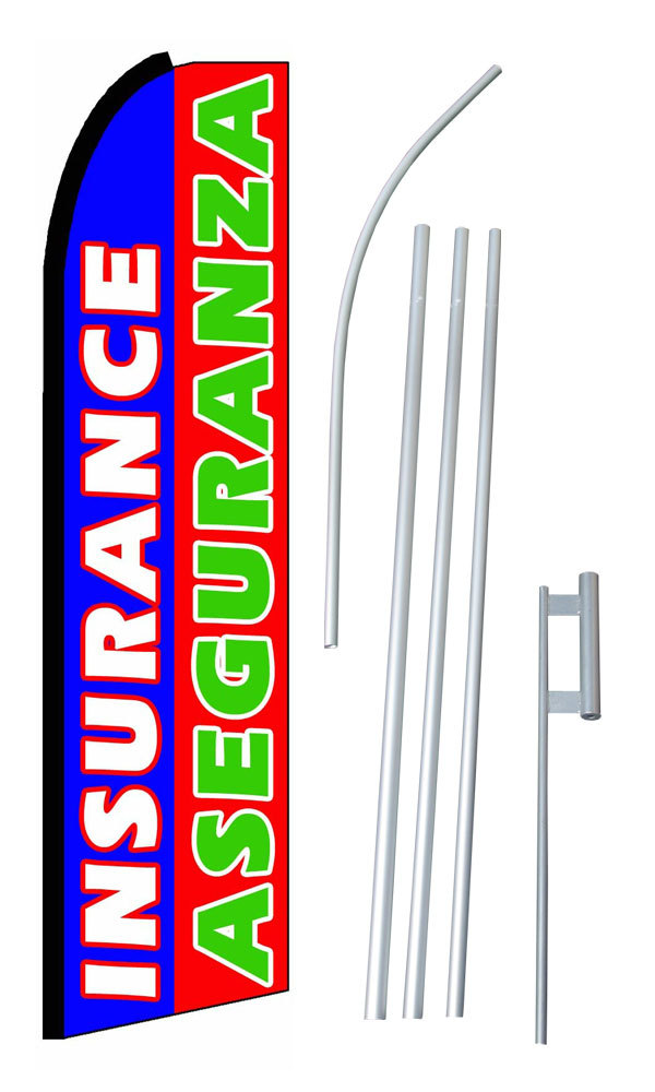 Bilingual Blue/Red Insurance Aseguranza Flag Bundle