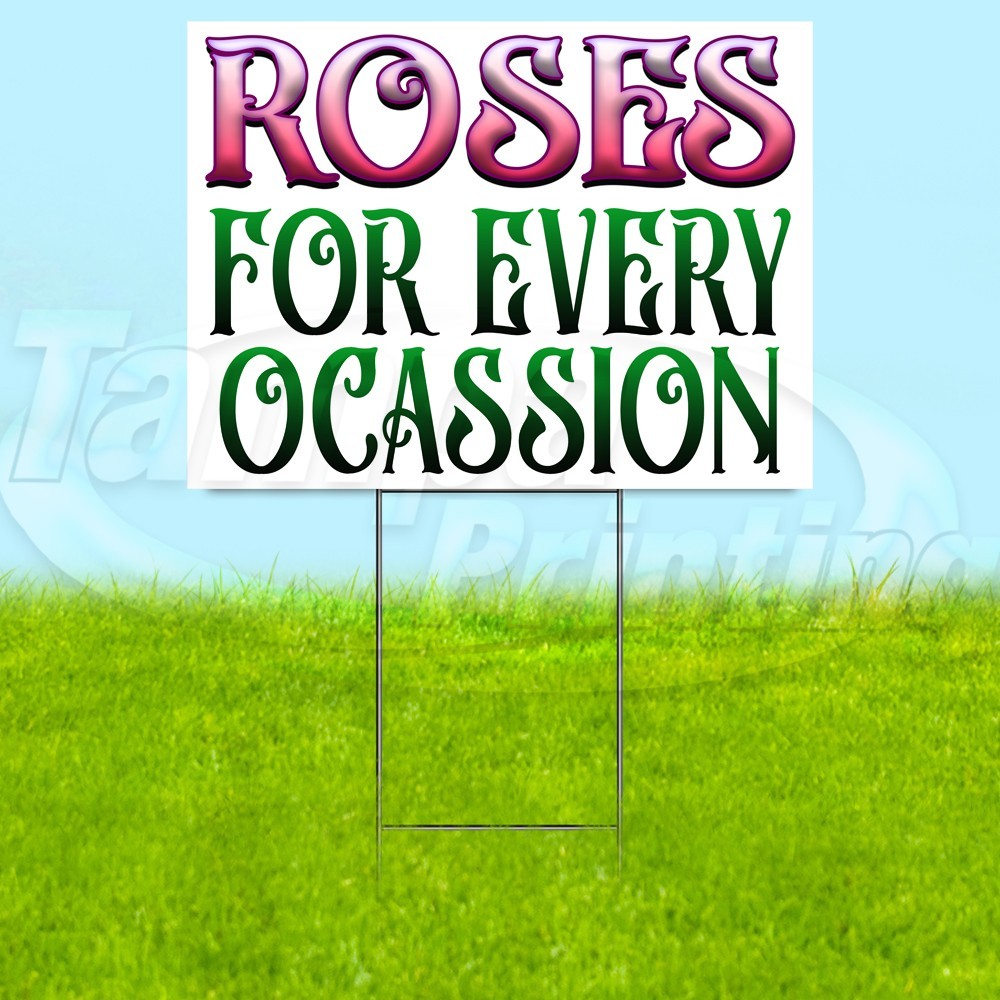 ROSES 18×24 Yard Sign Flowers Holiday Plastic Corrugated WITH STAKE USA YS07990