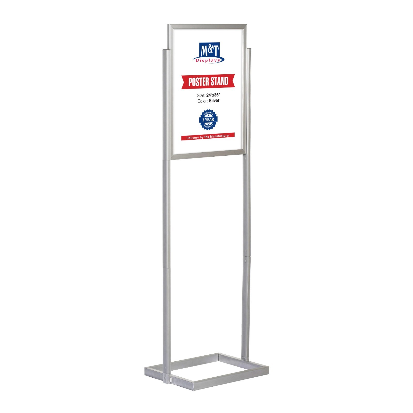Metal Eco Info Board Double Sided Silver 24X36 Slide-In Poster Holder Aluminum