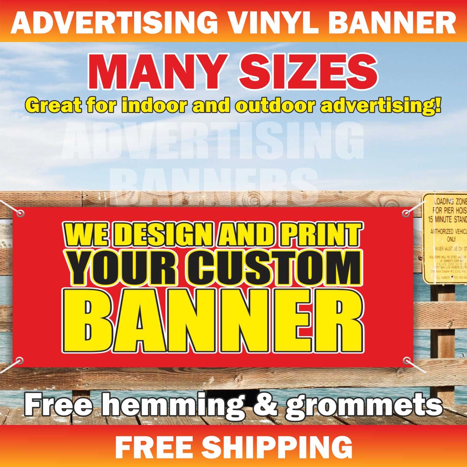 Custom Vinyl Mesh Banner Sign, Full Color – Free Design, For outdoor indoor use