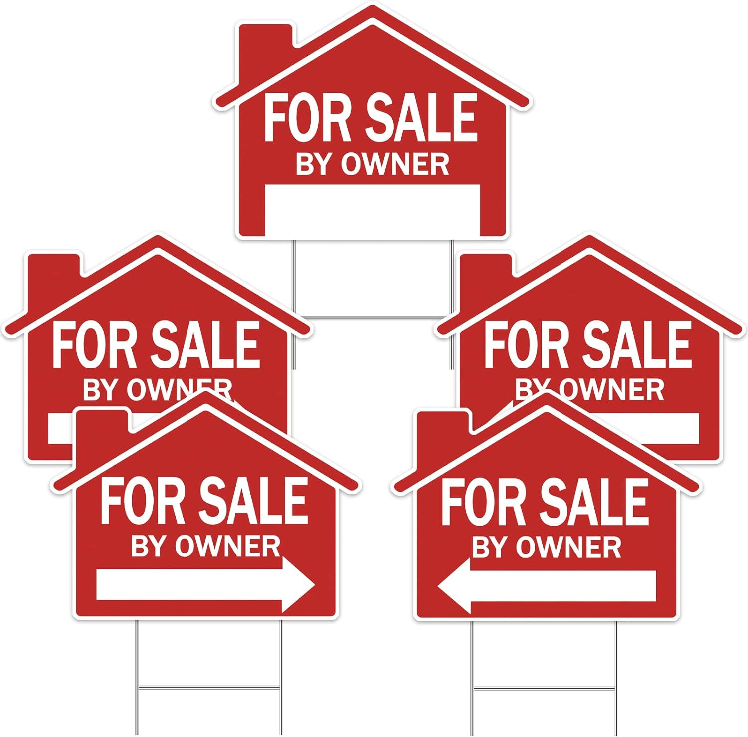 5 Pcs 18 X 14 Inches for Sale by Owner Yard Sign Double Sided Yard Signs with 5