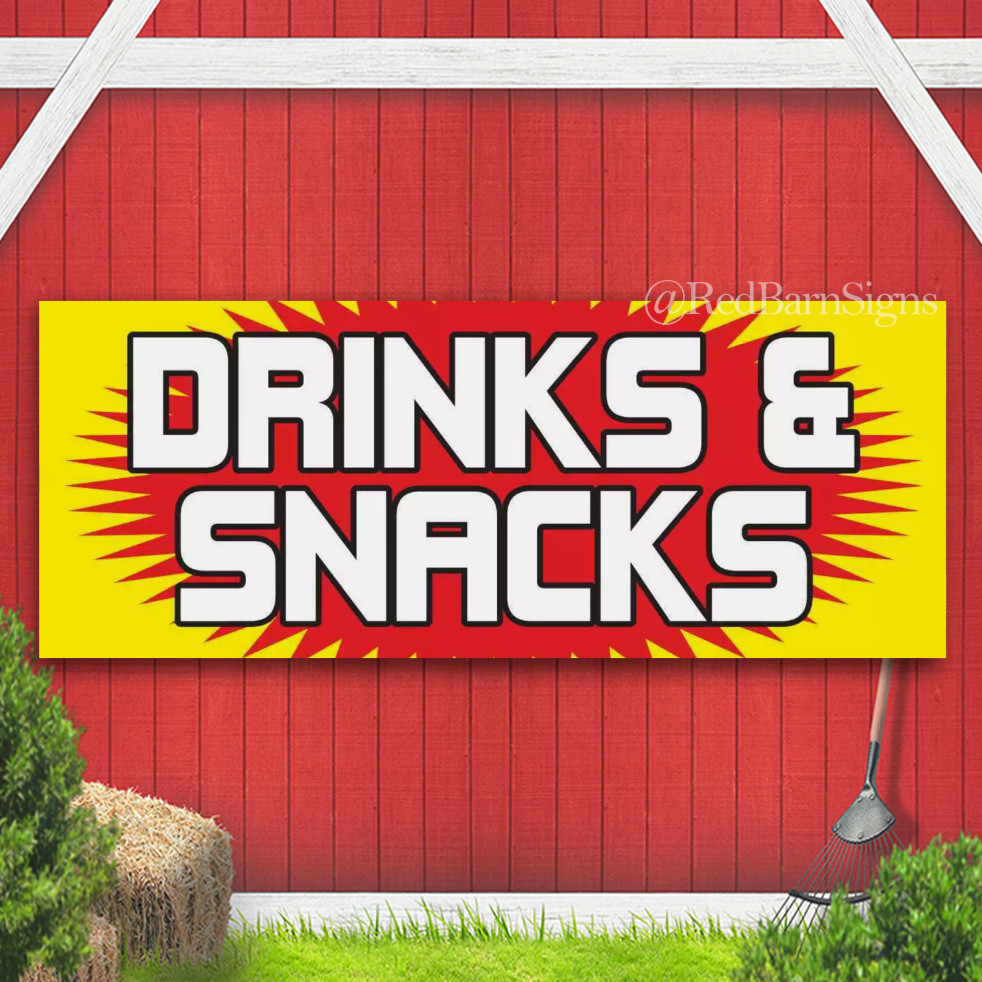 DRINKS SNACKS Advertising Banner Vinyl Mesh Sign bar cold sandwiches kettle corn