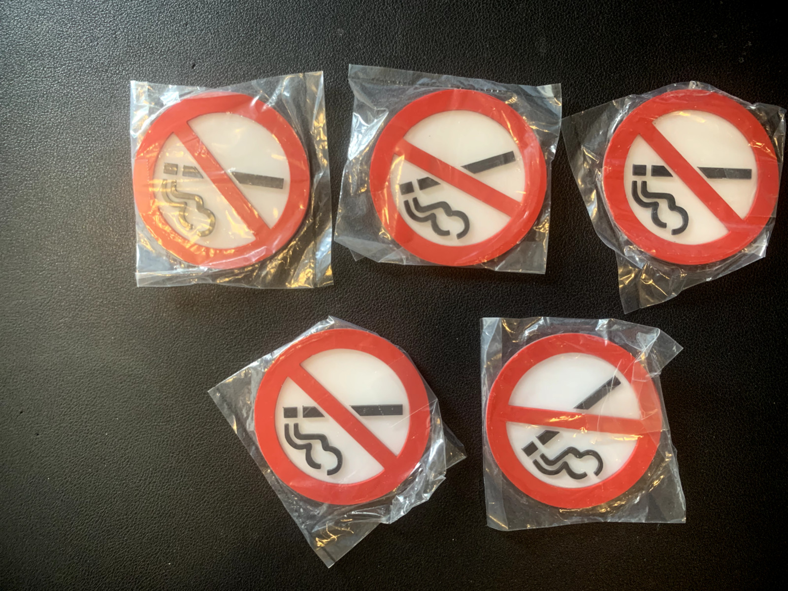 5-“NO SMOKING” 3-D Pictorial 2 1/2″ in Diameter-1/16″ EXTREME THICK Plastic Sign