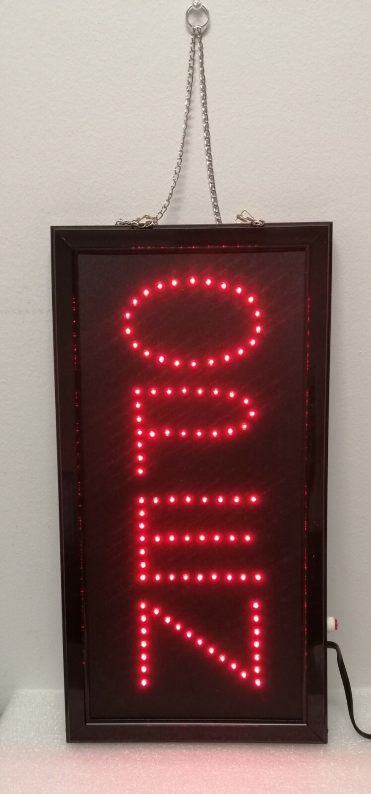 LED OPEN Sign-Vertical Red, 19″ x 10″ x 3/4″, AC 110V