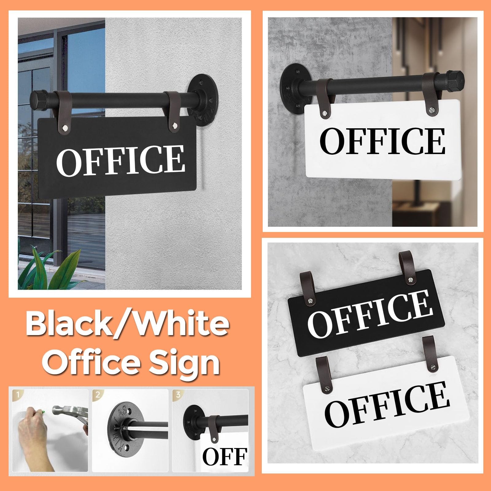 Modern Office Sign 11″ x 6″ Double-Sided Wall-Mounted Office Door Sign For Bu…