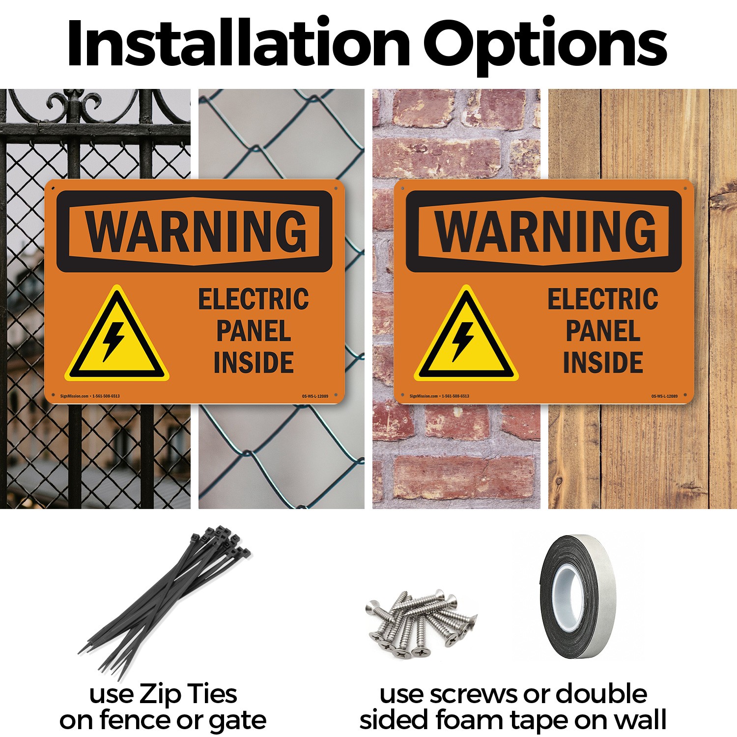Electric Panel Inside With Symbol OSHA WARNING Sign Metal, Decal – 5 or 10 Pack