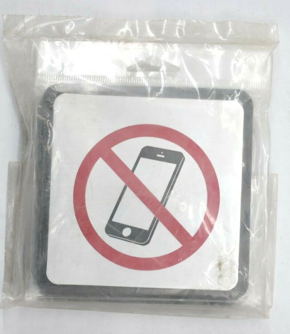 Hy-Ko Silver Informational Sign 4-1/2″ x 4-1/2″ No Cell Phones Symbol 5 Pack