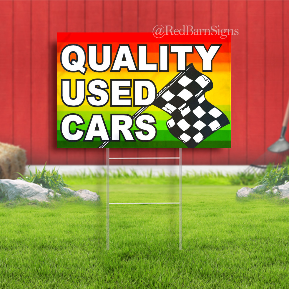 QUALITY USED CARS Business Advertising Yard Sign Car Lot Auto Dealership