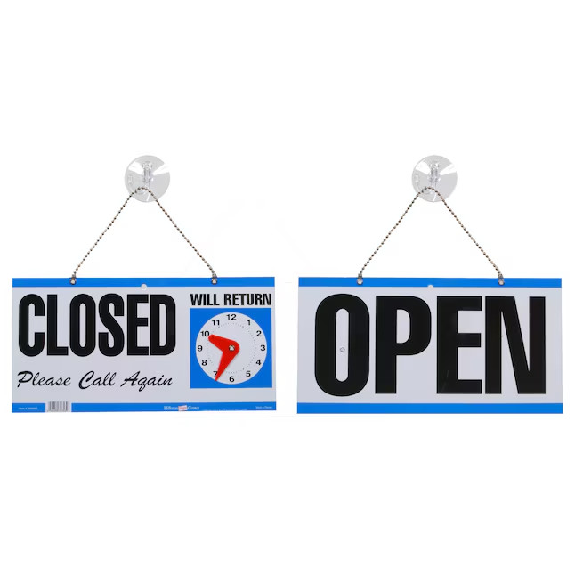 Hillman Open/Closed – with Clock 5-in x 11-in Plastic Business Sign