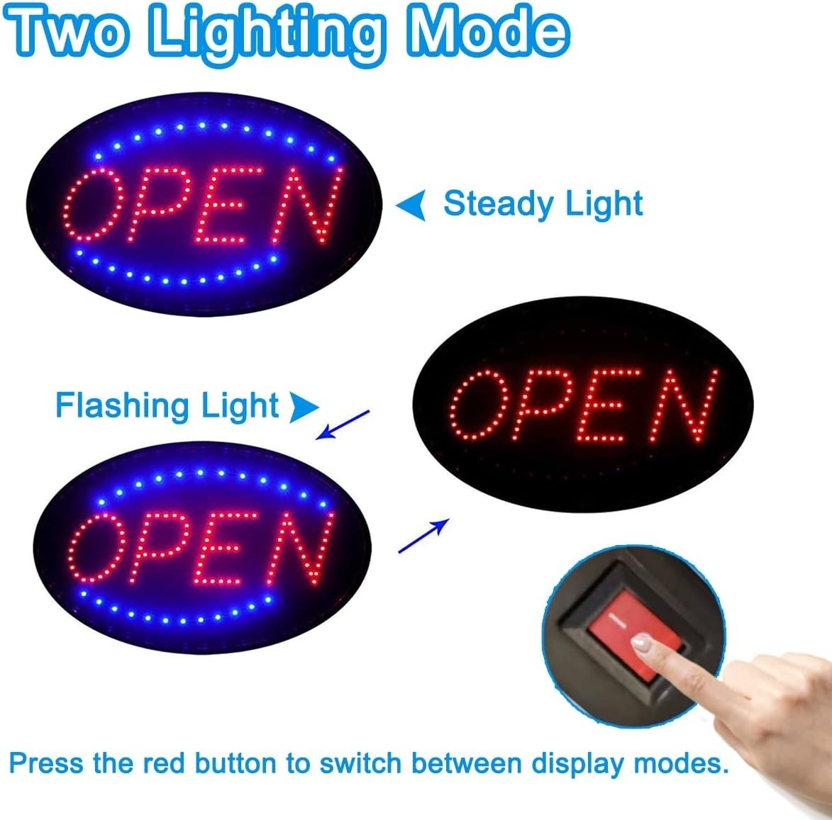 LED Open Sign, 19″x10″ Bright High Visibility Advertisement Board Electric Di…