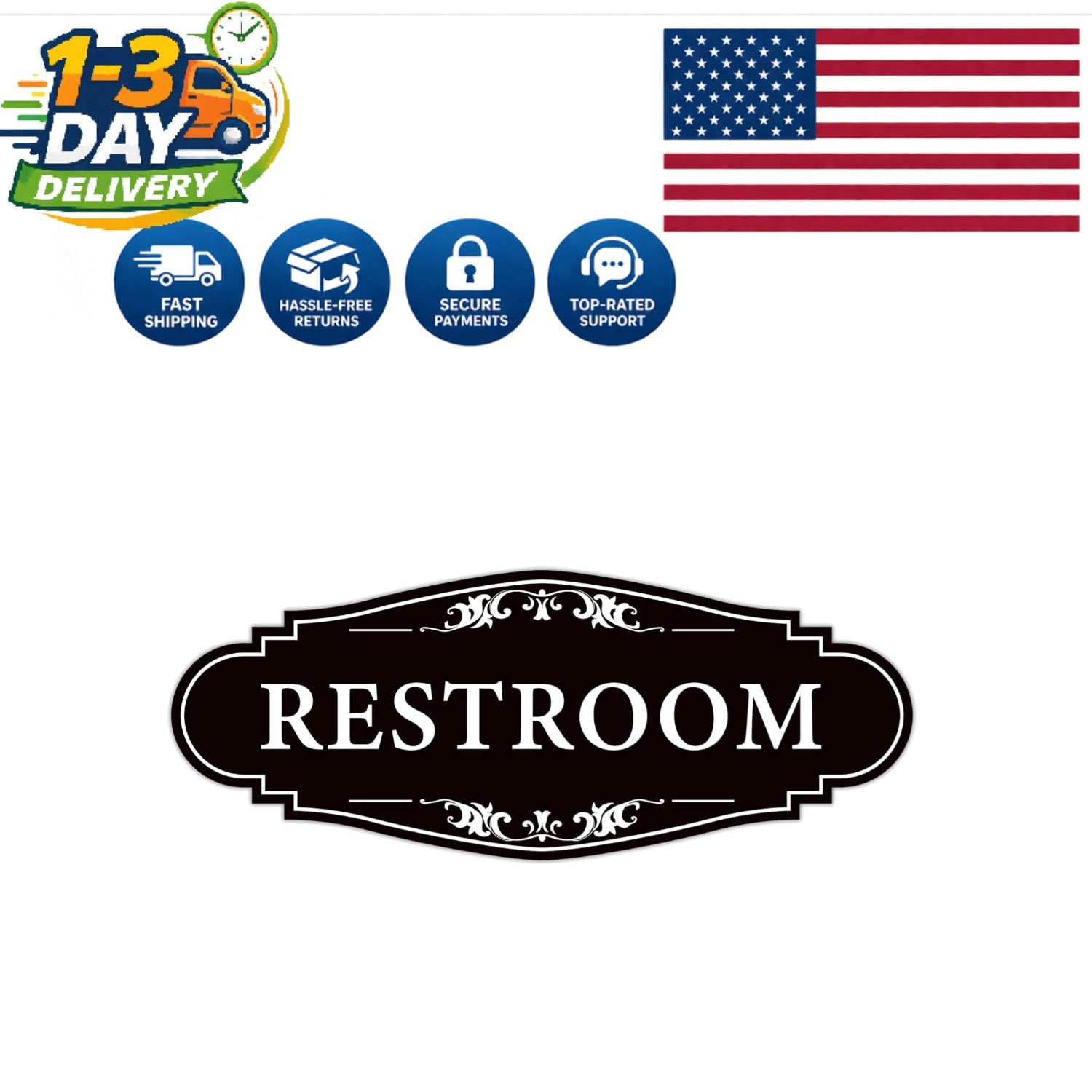 Matte Finish Unisex Restroom Sign Sticker – 9In Vinyl for Business & Home Use