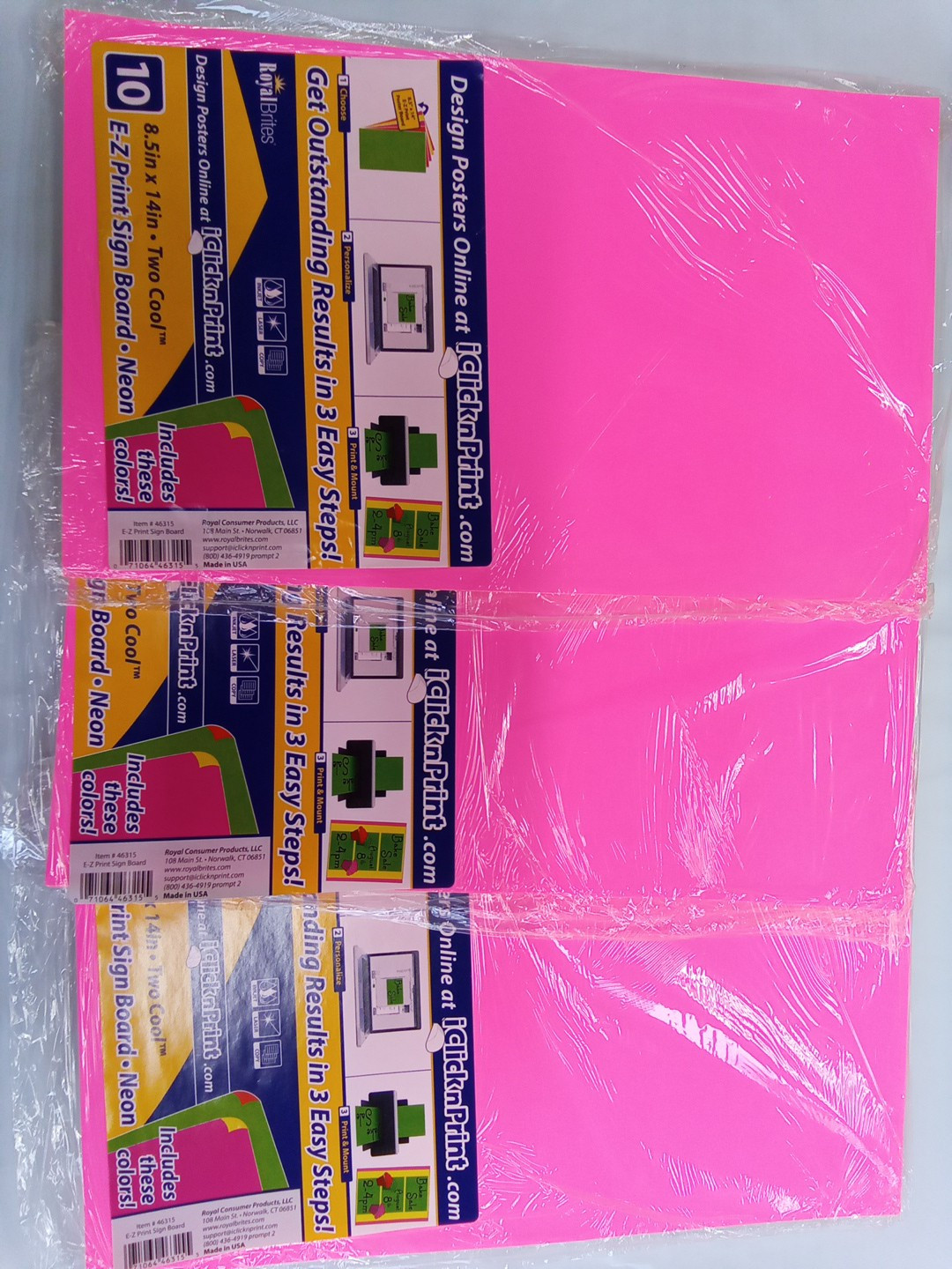 EZ Print Sign Board 2 Cool Neon Assorted Colors, 8.5″x14″, 10/PK Lot Of 3 Pack