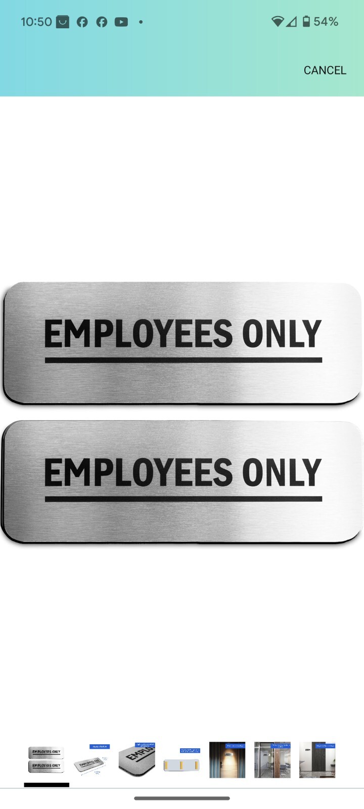 Employees Only Sign 2-Pack (Brushed Aluminum 9 in x 3 in)