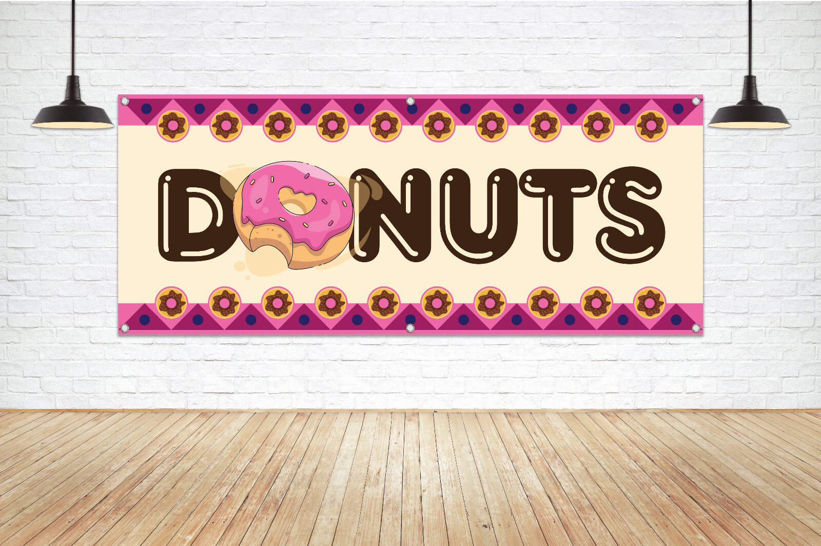 DONUTS Vendor Generic Vinyl Banner Sign Carnival Food Festival Truck Signage New