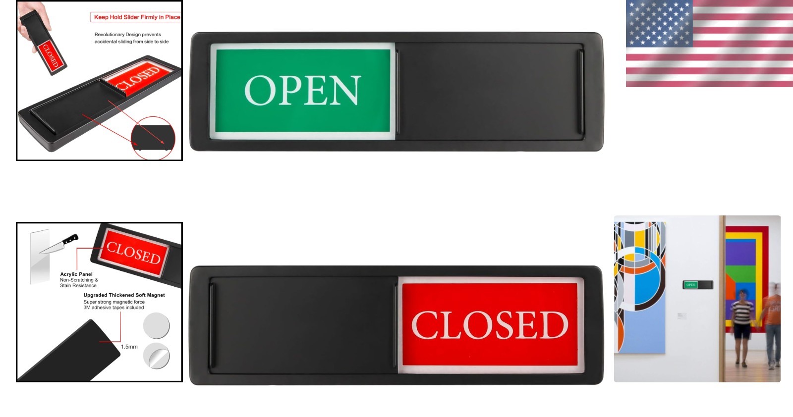 Stylish Open/Closed Sliding Door Sign for Businesses