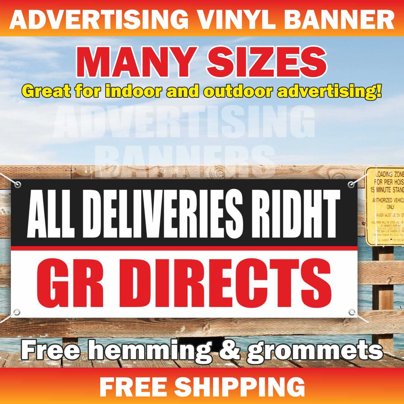 ALL DELIVERIES RIDHT GR DIRECTS Advertising Banner Vinyl Mesh Sign Poster